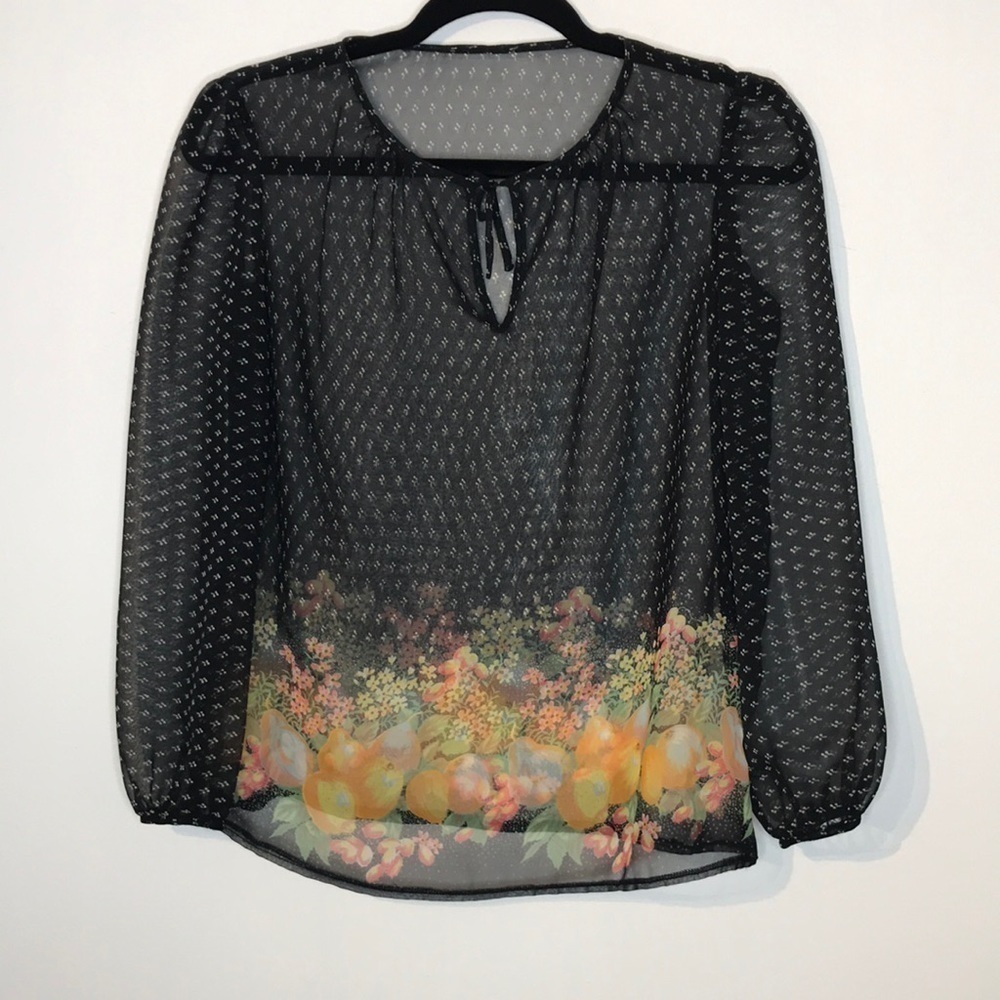 vintage sheer fruity long sleeve top